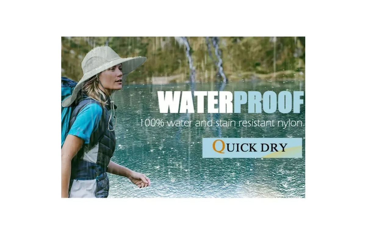 Unisex Wide Brim Sun Hat with Neck Flap for Hiking & Fishing